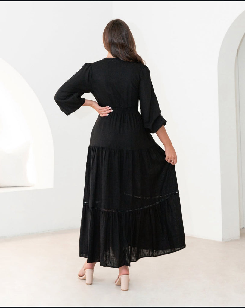 Label of Love Black Linen Maxi Dress