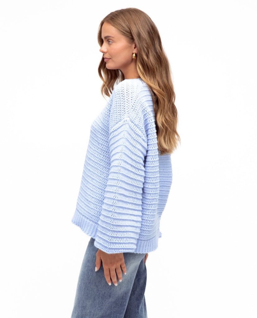 Label of Love Blue Cotton Knit jumper