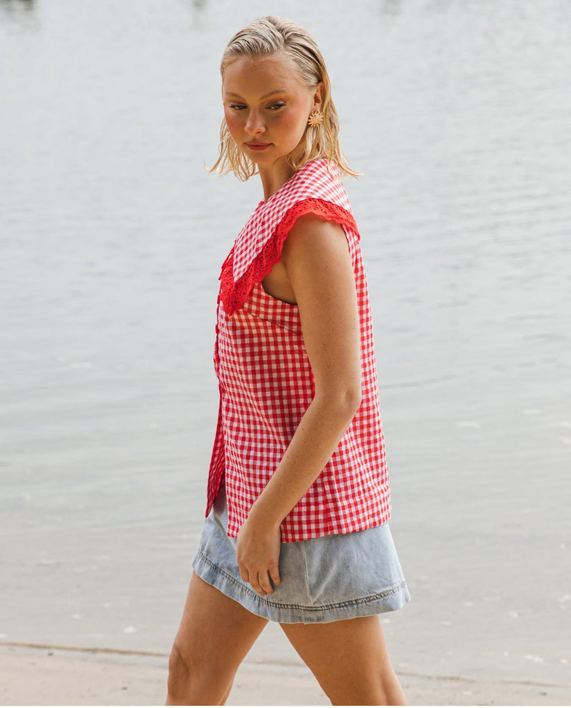 Paper Heart Red Gingham Top