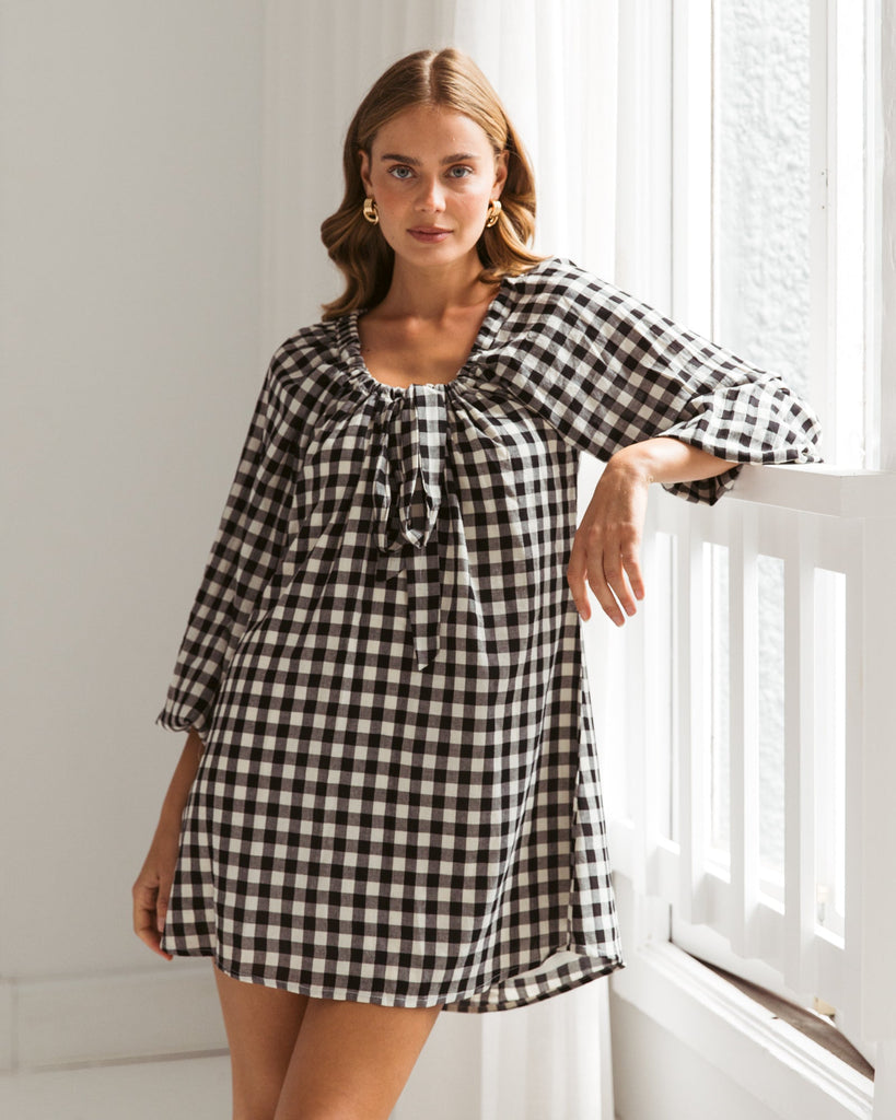 Paper Heart Black Gingham Mini Dress