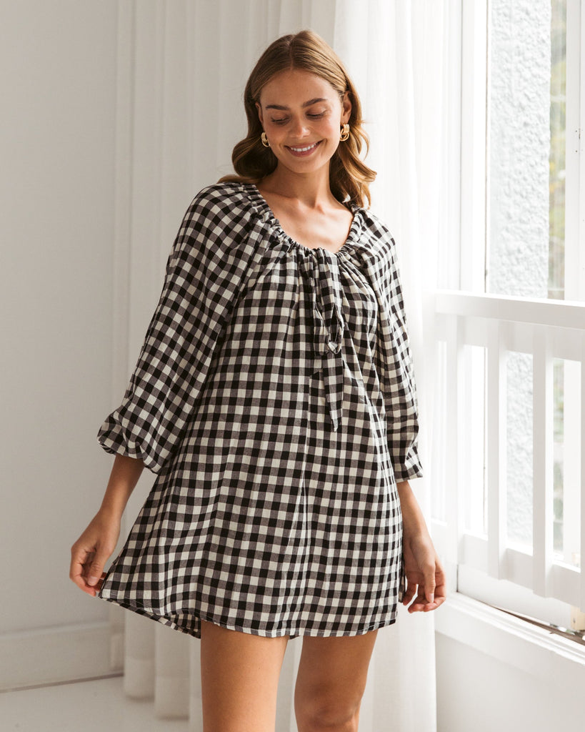 Paper Heart Black Gingham Mini Dress