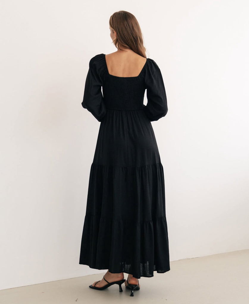 Label of Love Black Linen Maxi Dress