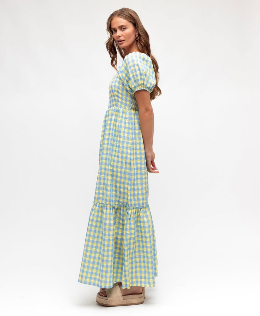 Paper Heart Green Multi Checked Maxi Dress