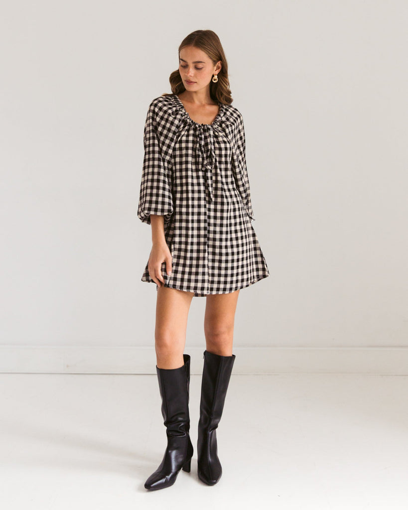 Paper Heart Black Gingham Mini Dress