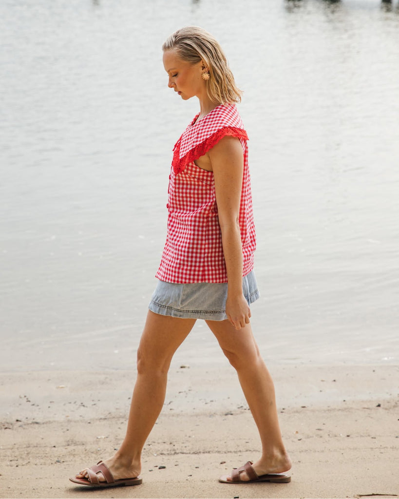 Paper Heart Red Gingham Top