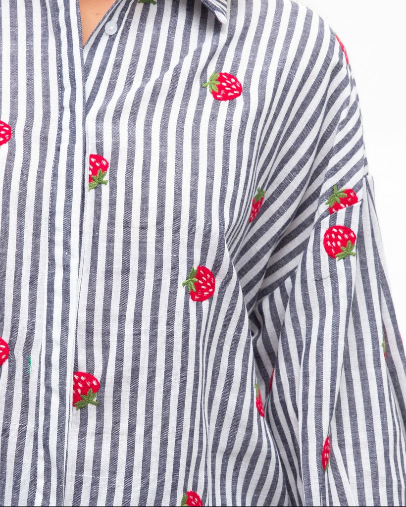 Label of Love Navy Strawberry Shirt