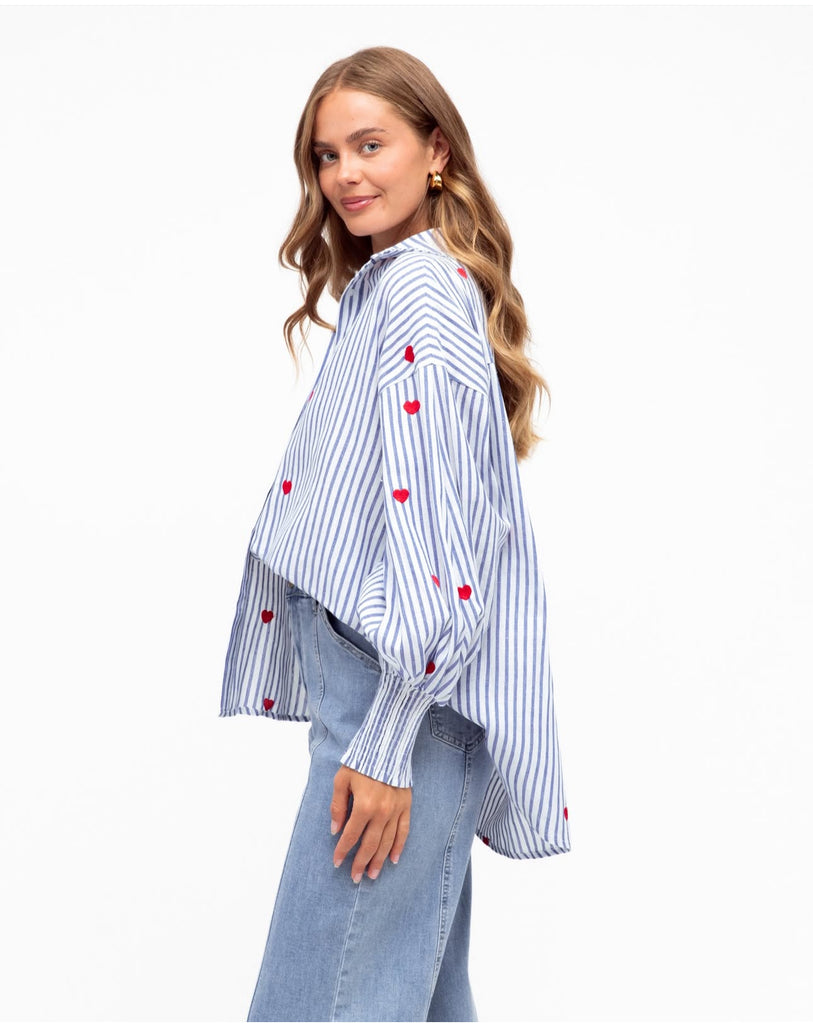 Label of Love Mini Heart Blue Shirt