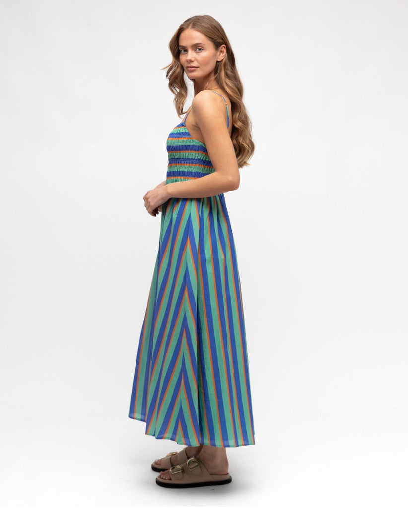 Paper Heart Blue Multi MIDI Dress