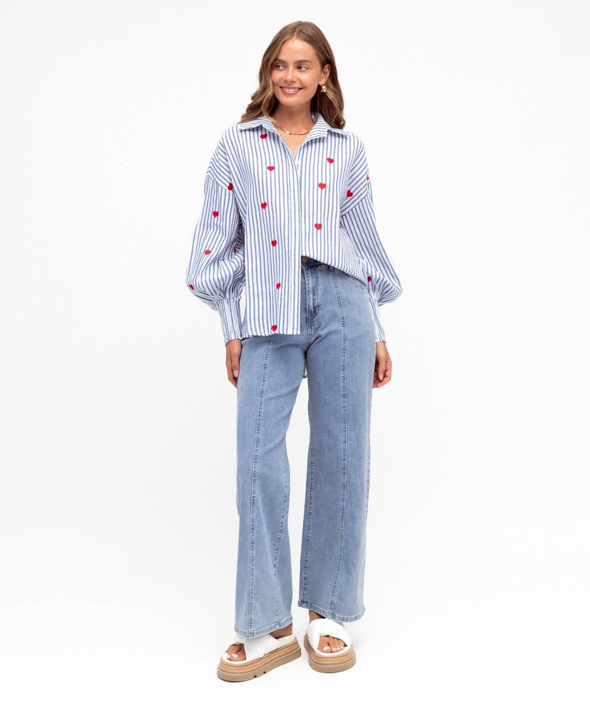 Label of Love Mini Heart Blue Shirt