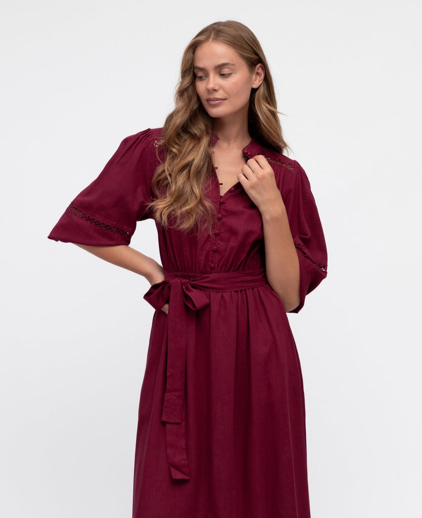 Label of Love Berry Linen Maxi Dress