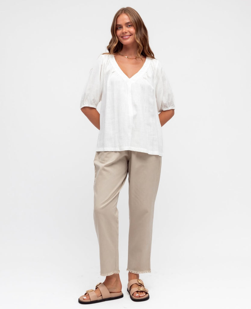 Label of Love White Linen Top