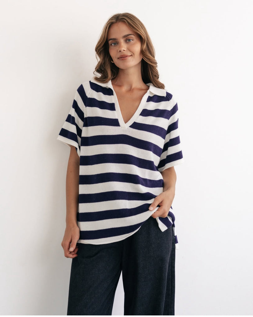 Label of Love Navy Stripe Top