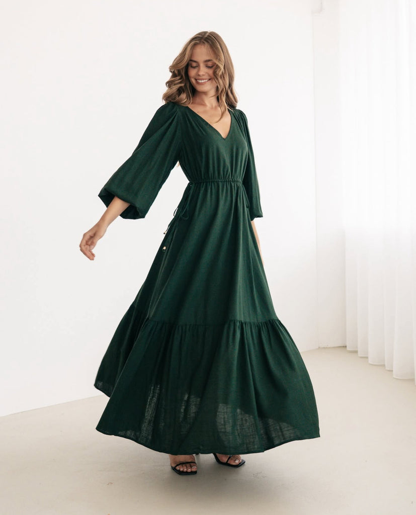 Label of Love Emerald Linen Maxi Dress