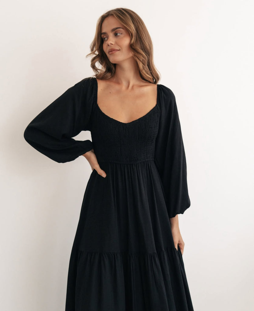 Label of Love Black Linen Maxi Dress