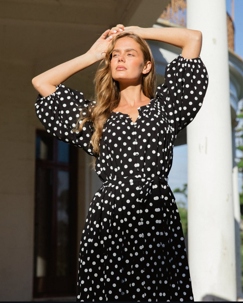 Ebby and I Kara Poka Dot Maxi Dress