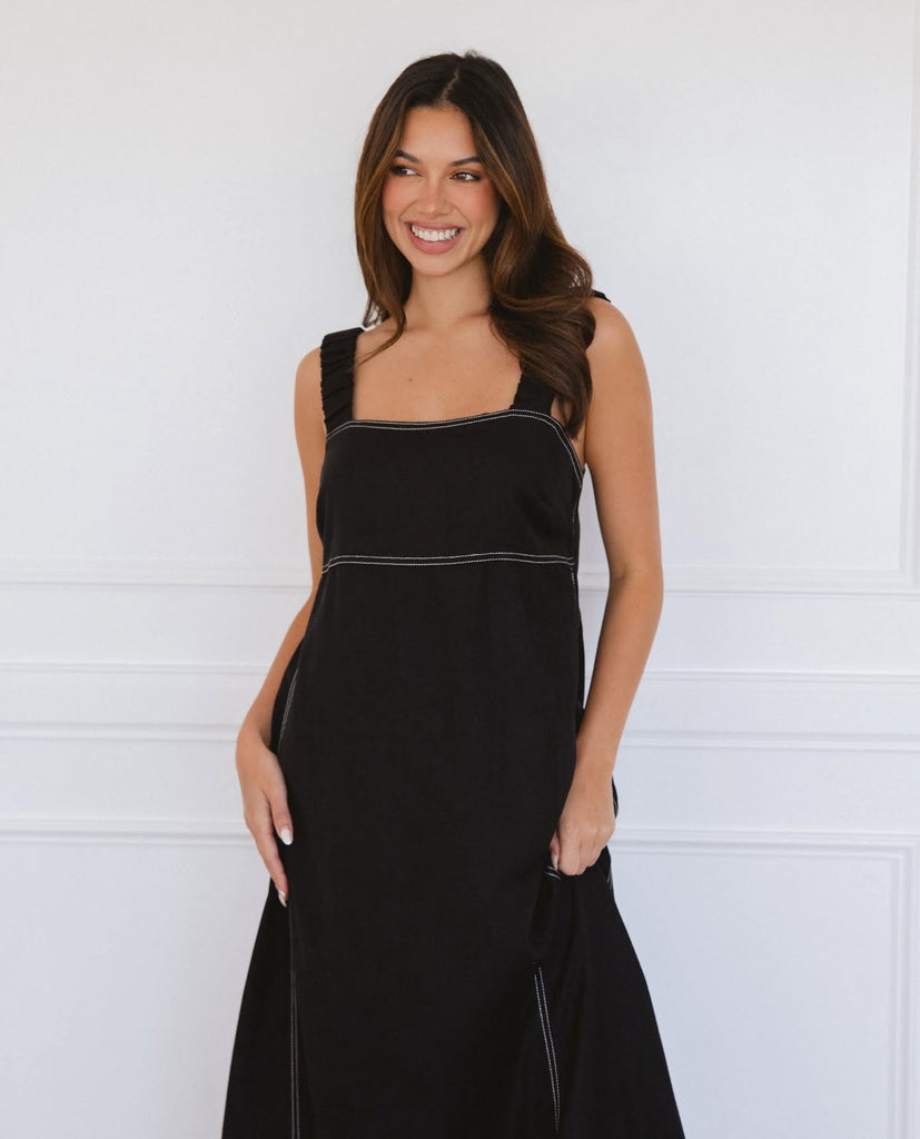 LABEL OF LOVE Black Linen Dress
